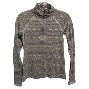 EDDIE BAUER Gray Printed 1/4 Zip Up Long Sleeve Layering Top Size S